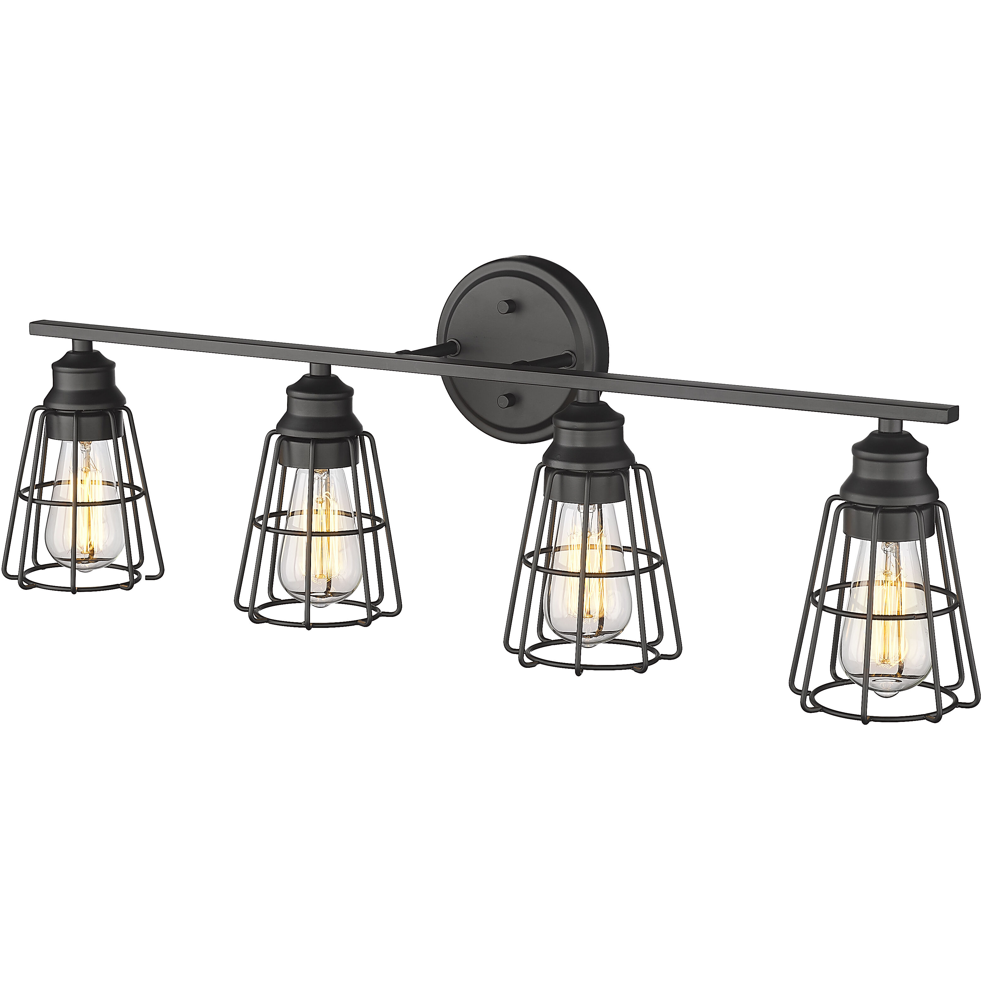 None 4 Light 32 inch Matte Black Bathroom Vanity Light Wall Light